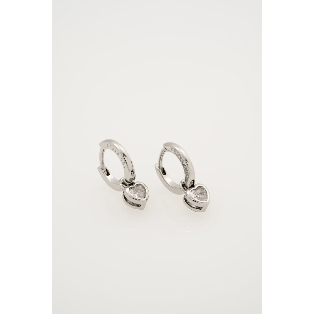 Ted Baker Silver Harper Mini Crystal Heart Huggies