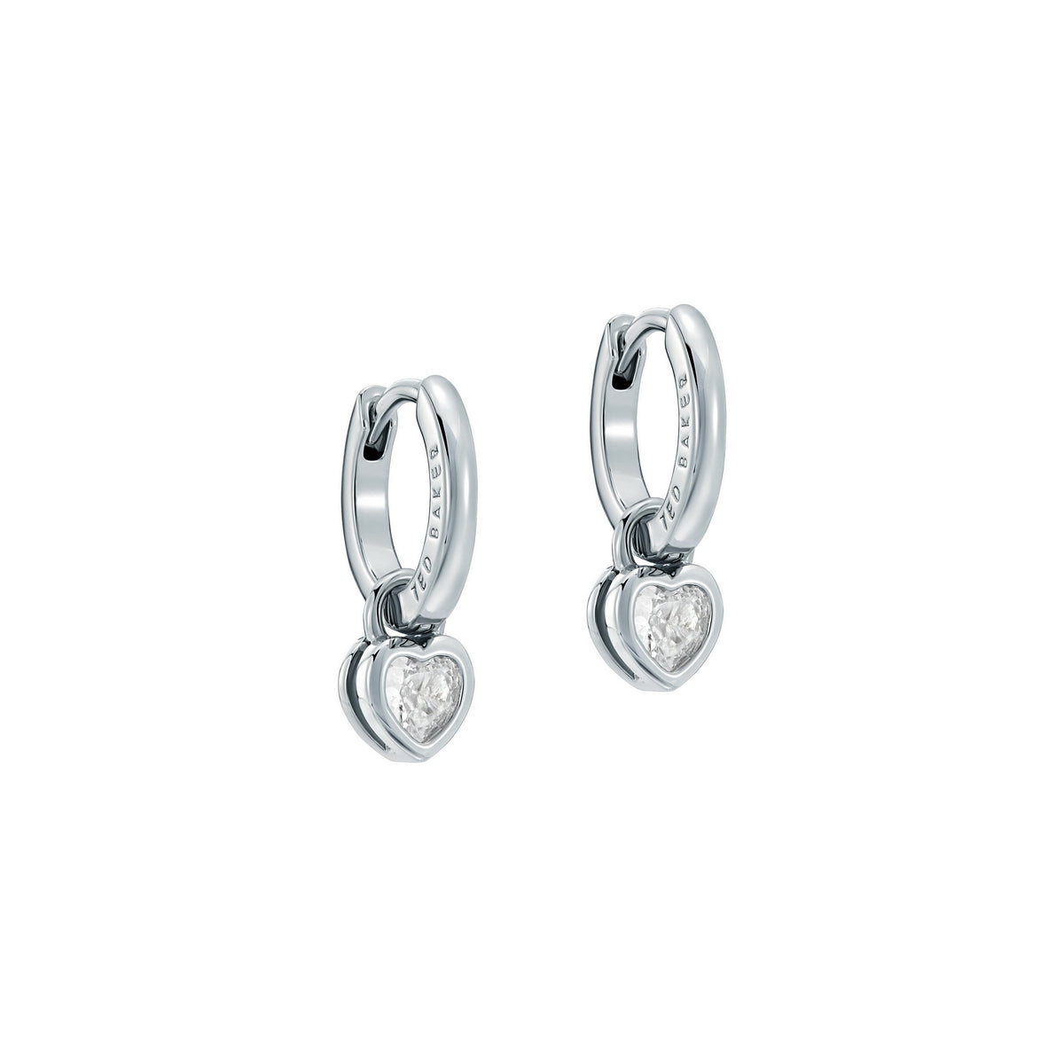 Ted Baker Silver Harper Mini Crystal Heart Huggies