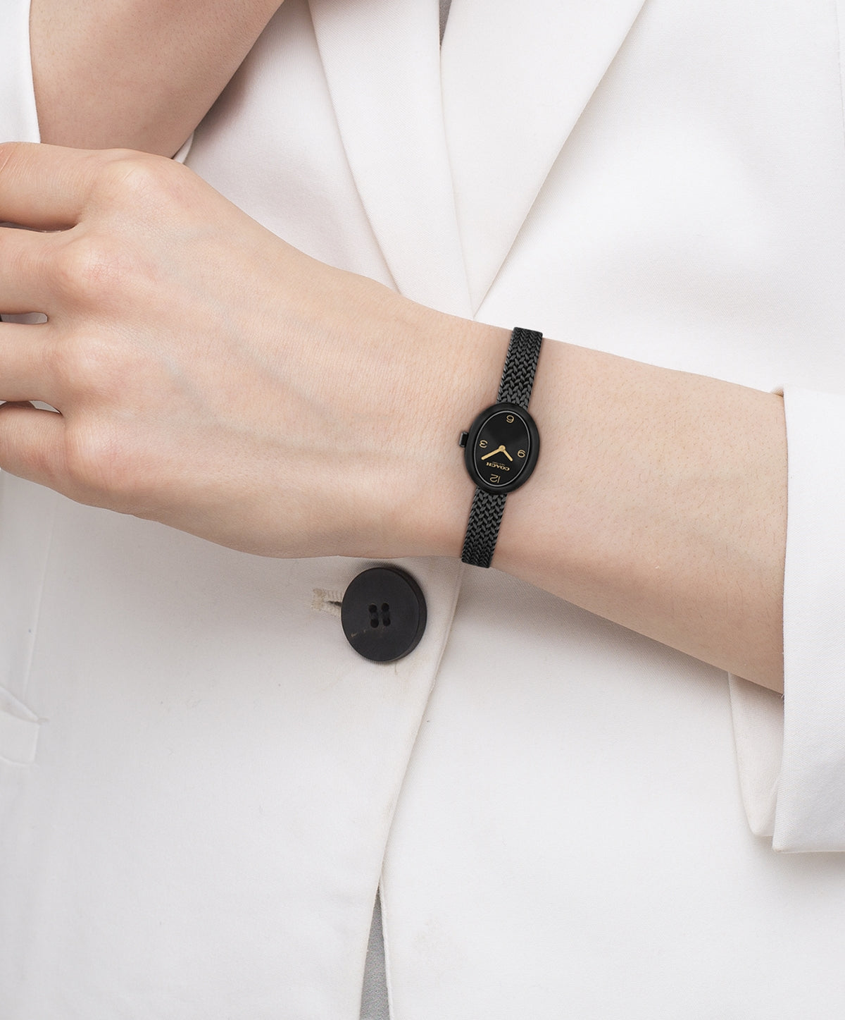 Coach Black Sammy Oval Mesh Watch