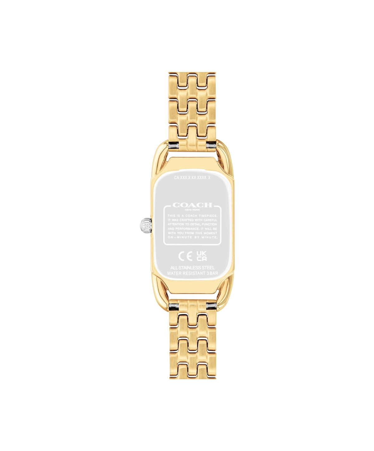 Coach Gold 3 Tone Cadie White Rectangular Dial Watch