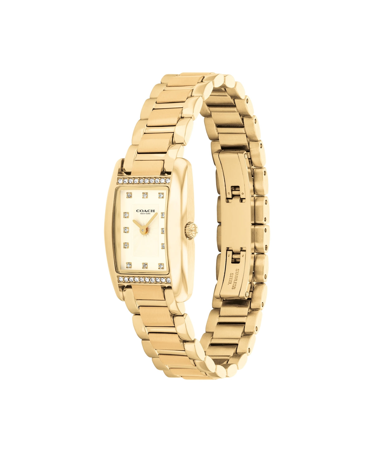 Coach Gold Reese Rectangular Crystal Bracelet Watch