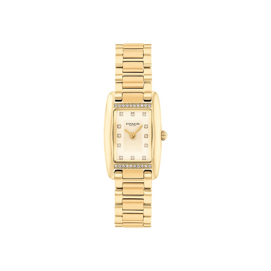 Coach Gold Reese Rectangular Crystal Bracelet Watch
