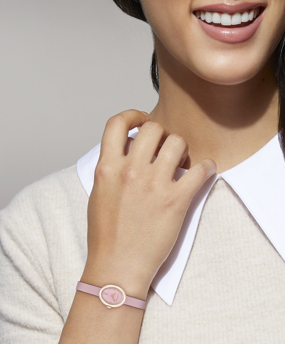 Coach Gold Sammy Oval Pink Leather Watch