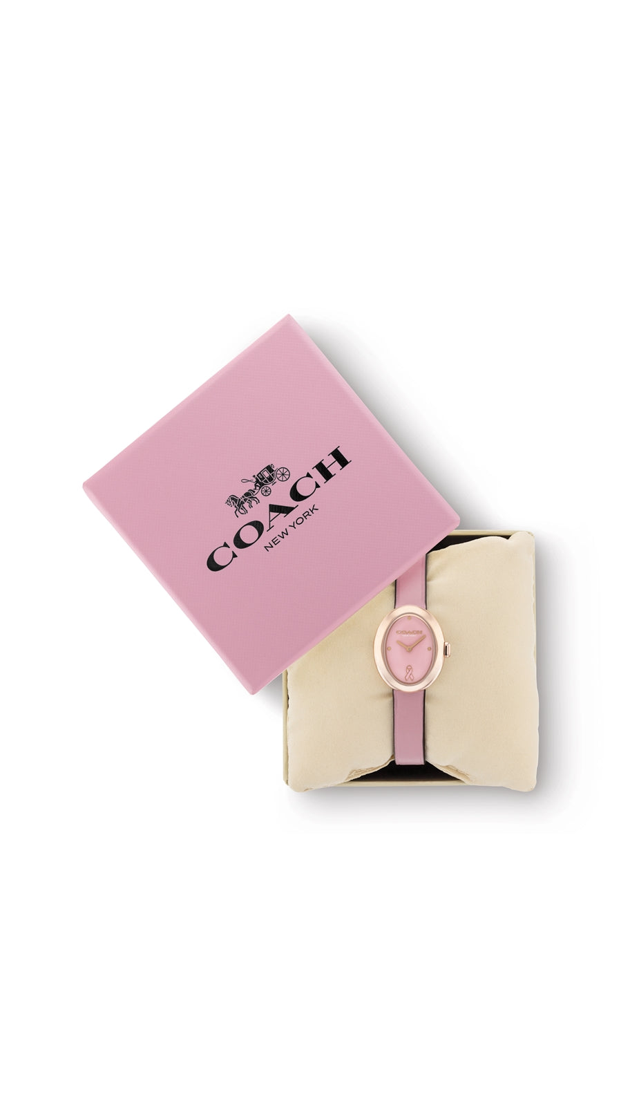 Coach Gold Sammy Oval Pink Leather Watch