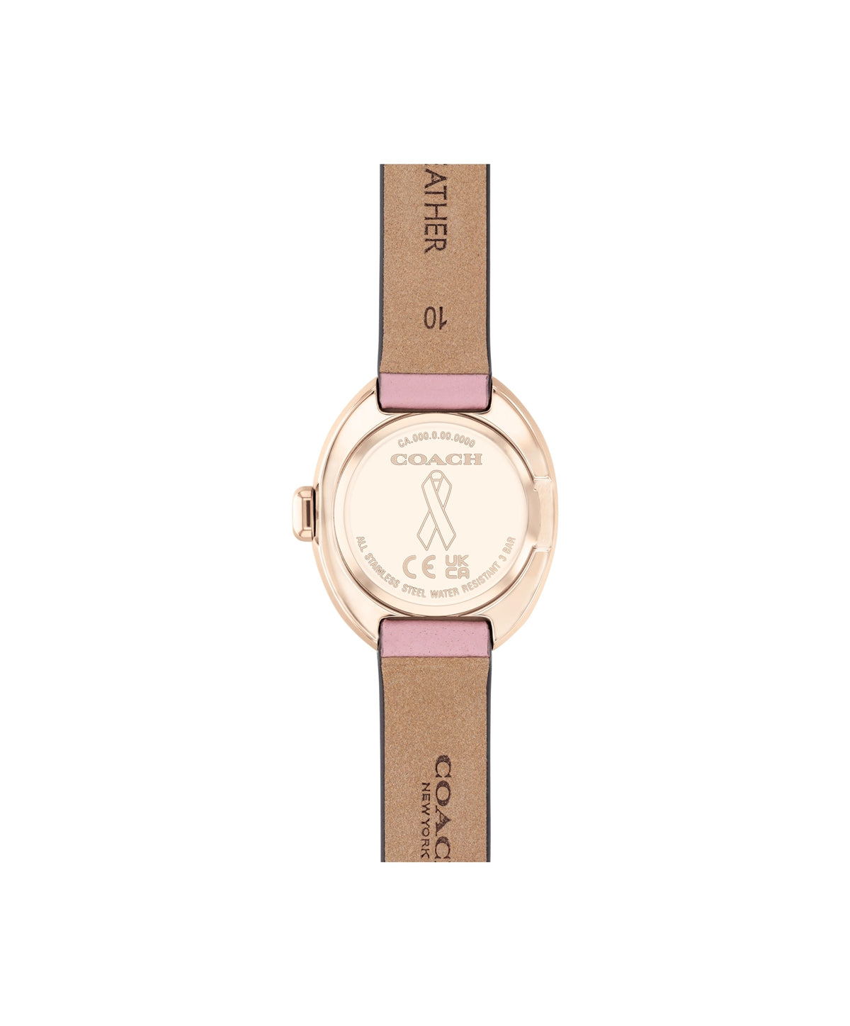Coach Gold Sammy Oval Pink Leather Watch
