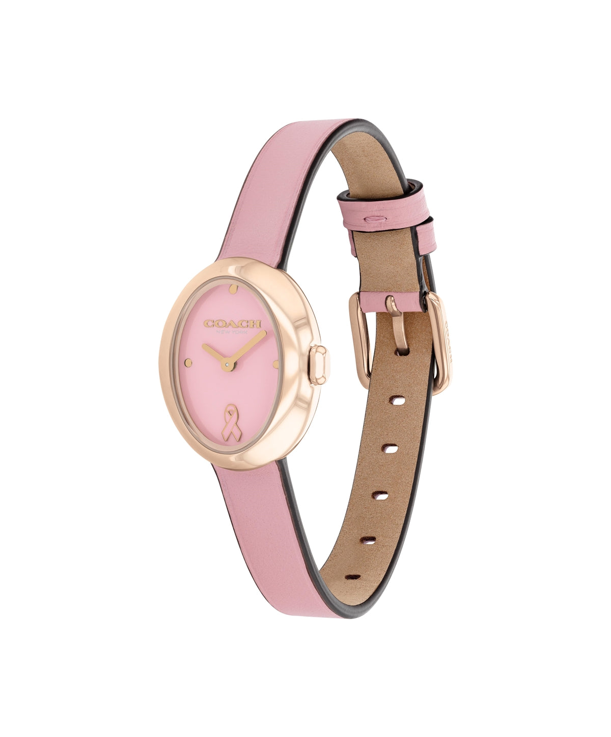Coach Gold Sammy Oval Pink Leather Watch
