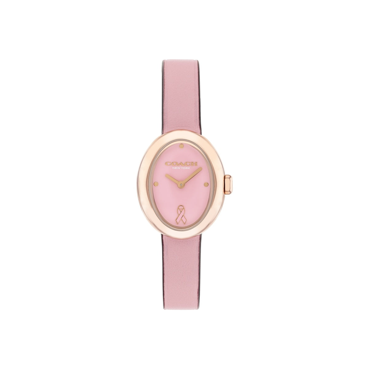Coach Gold Sammy Oval Pink Leather Watch