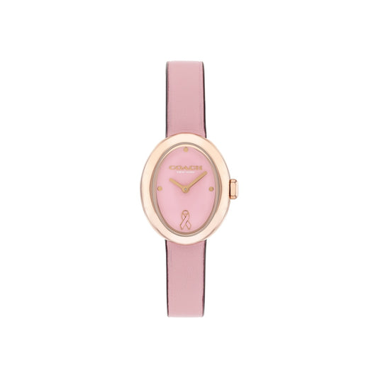 Coach Gold Sammy Oval Pink Leather Watch