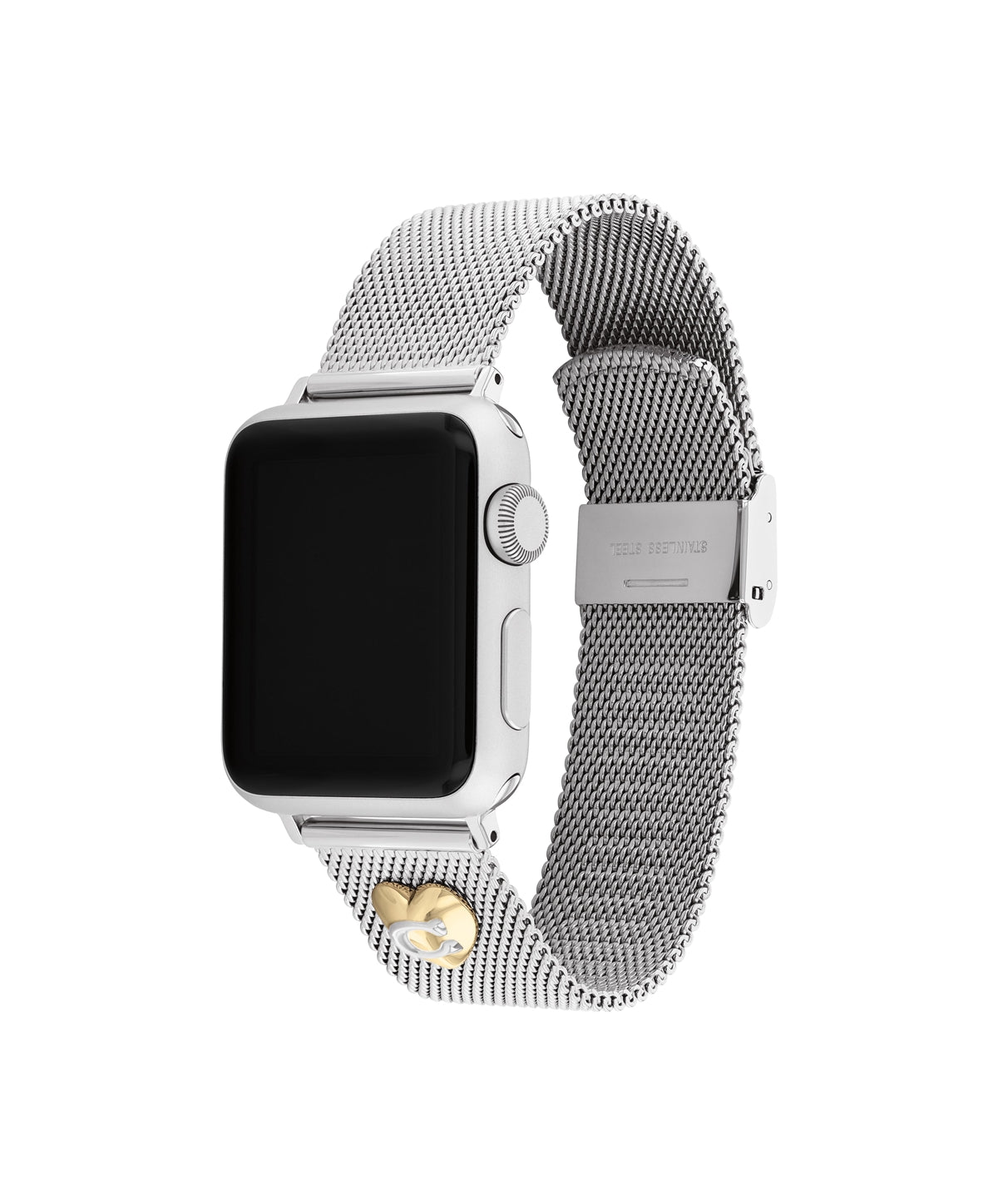 Coach Silver Mesh Gold Heart Apple Strap