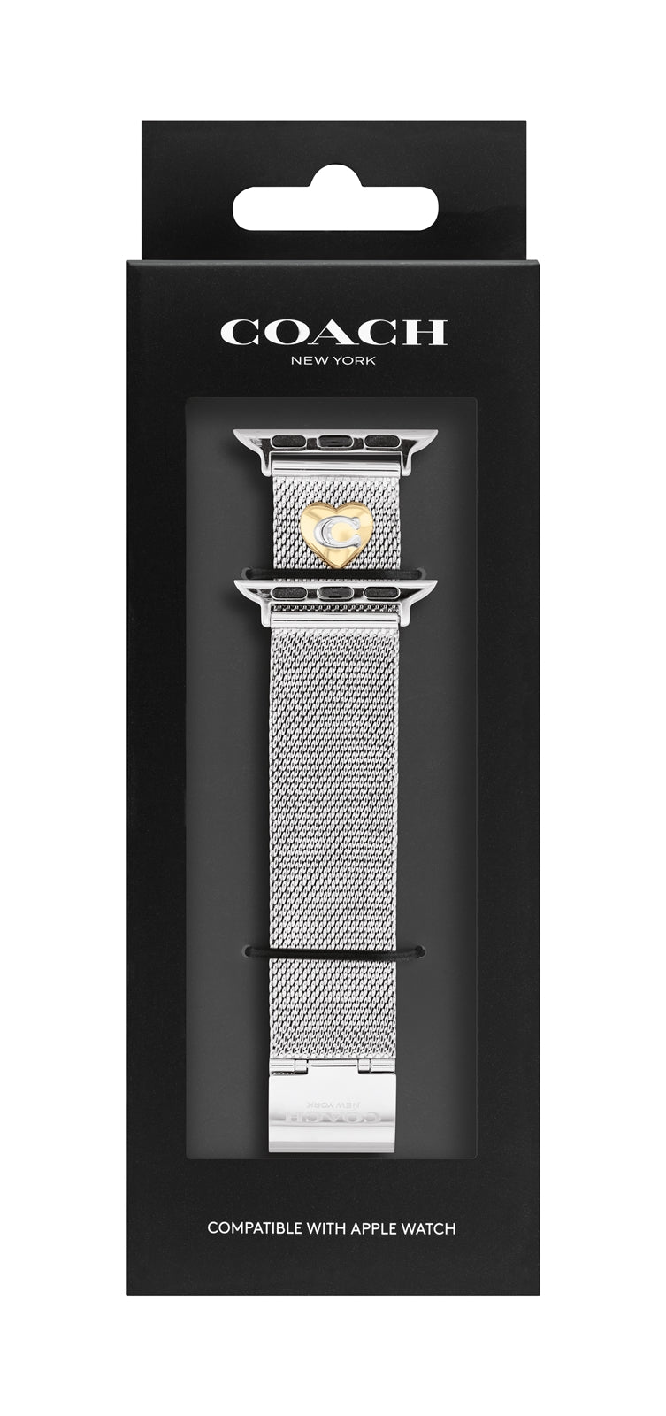 Coach Silver Mesh Gold Heart Apple Strap