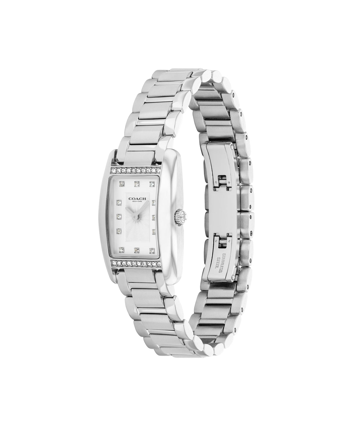 Coach Silver Reese Rectangular Crystal Bracelet Watch