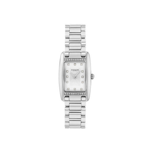 Coach Silver Reese Rectangular Crystal Bracelet Watch