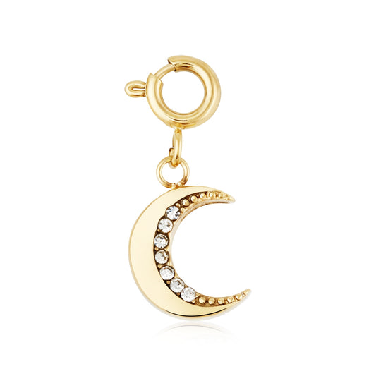 Over & Over Gold 14k Plated CZ Crescent Charm