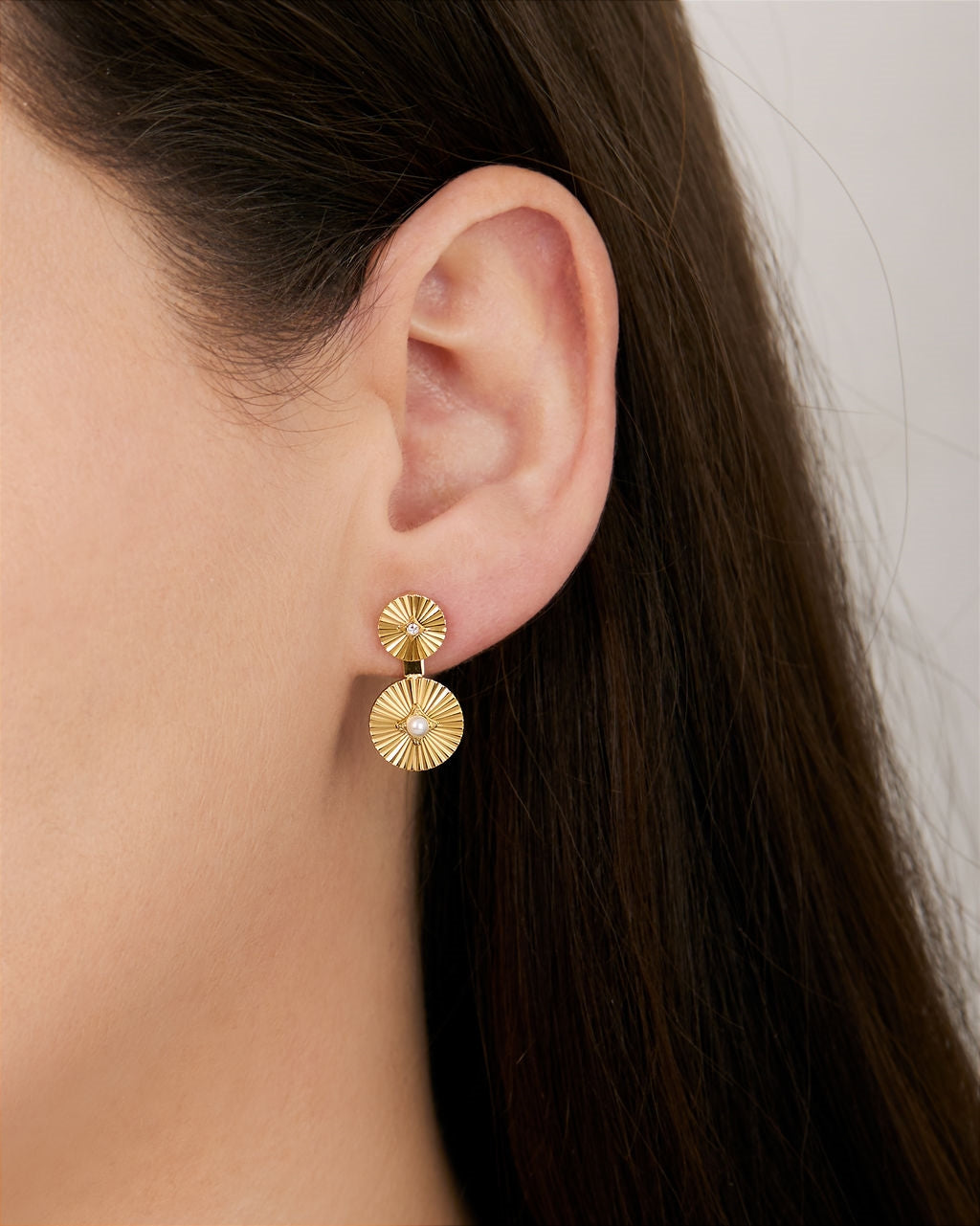 Over & Over Gold 14k Plated Starburst CZ Drop Earrings