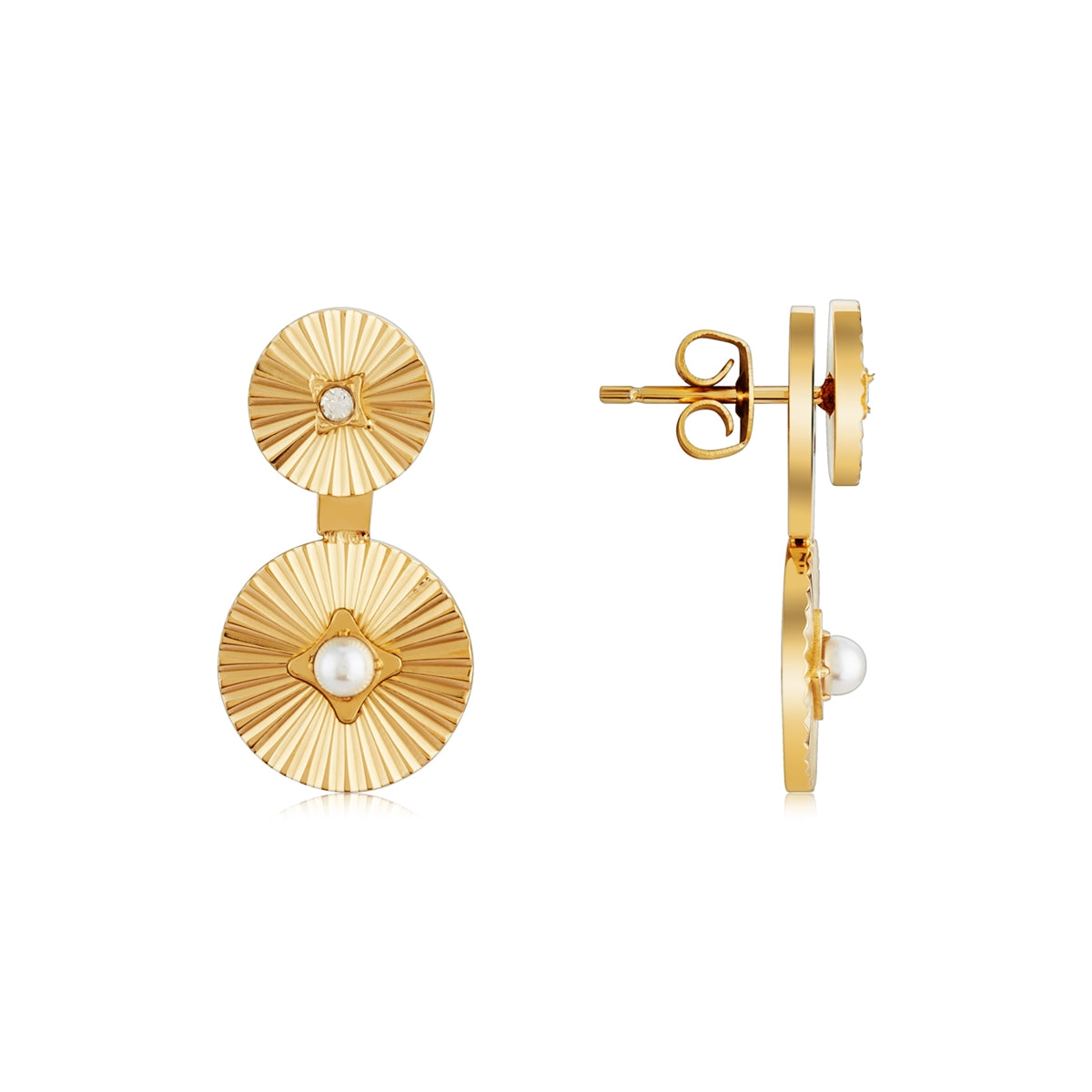 Over & Over Gold 14k Plated Starburst CZ Drop Earrings
