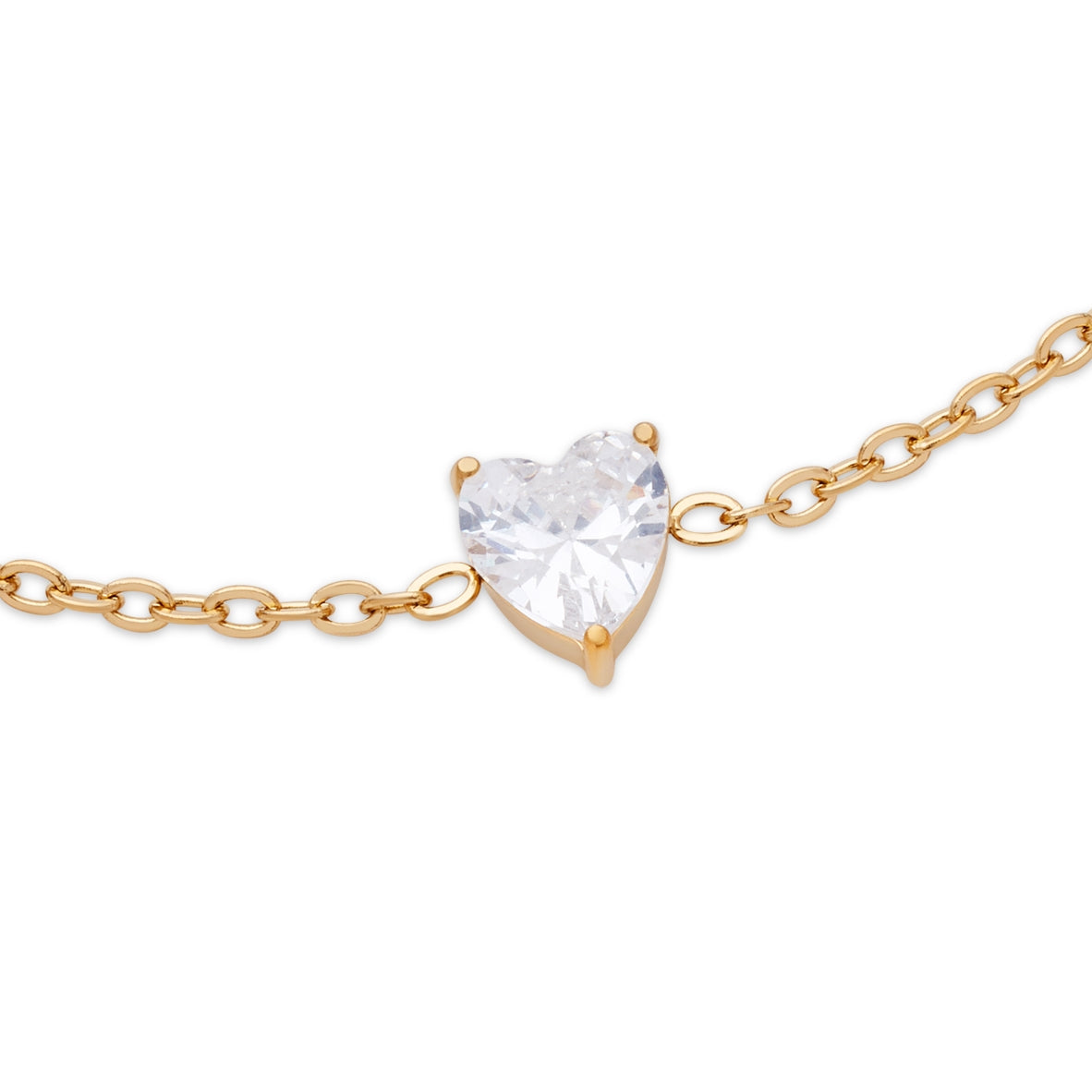 Over & Over Gold Stainless Steel 14k Plated Heart CZ Bracelet