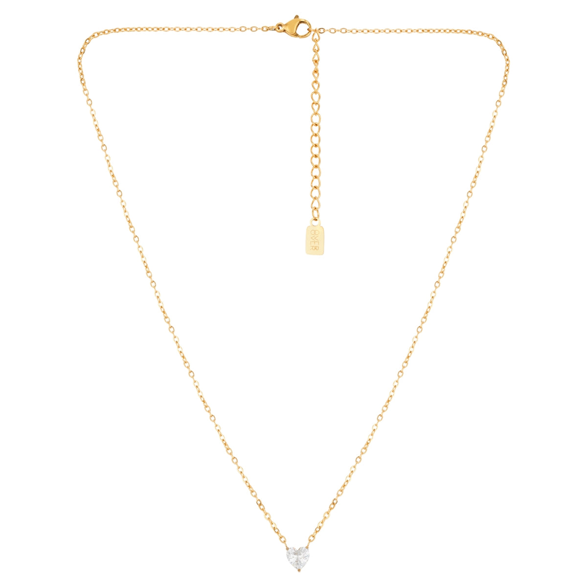 Over & Over Gold 14K Plated Heart CZ Necklace