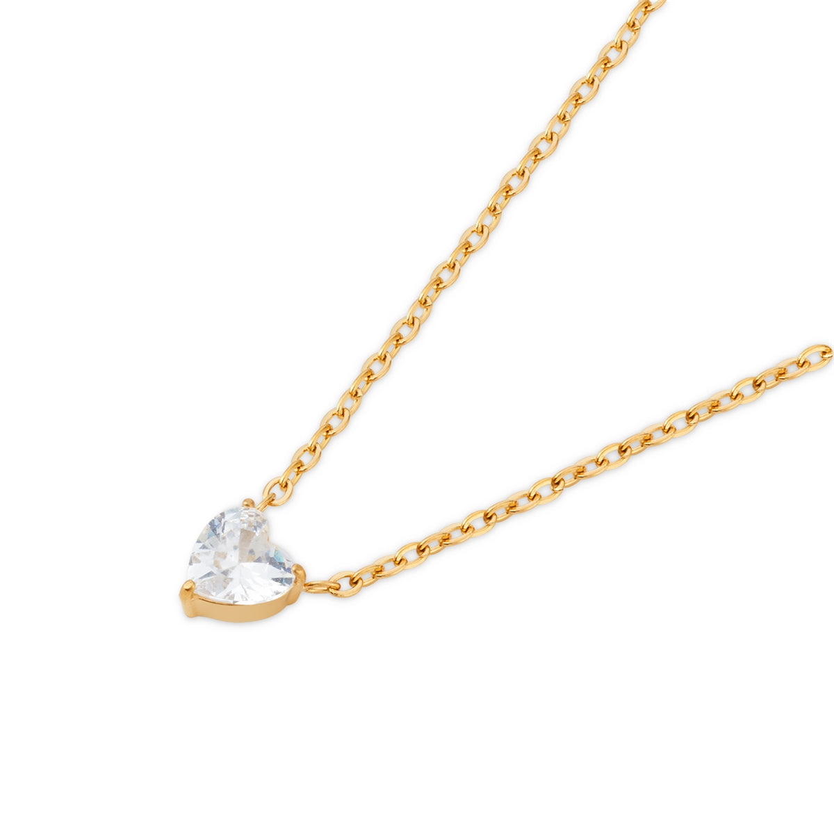 Over & Over Gold 14K Plated Heart CZ Necklace
