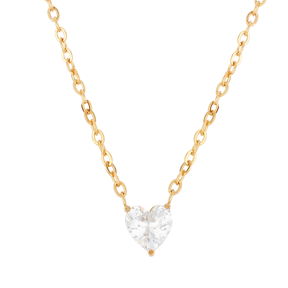 Over & Over Gold 14K Plated Heart CZ Necklace