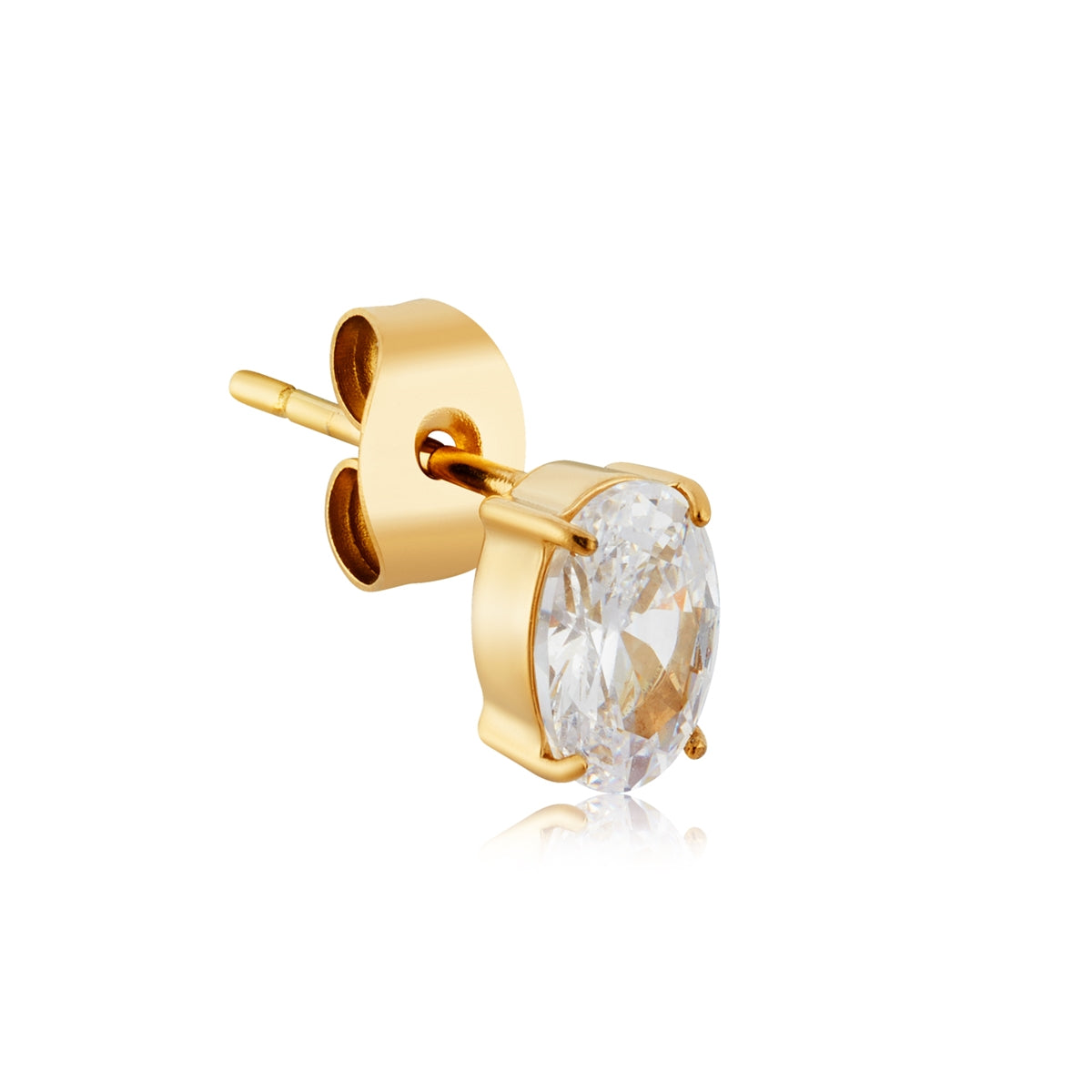 Over & Over Gold 14K Plated Oval CZ Earrings