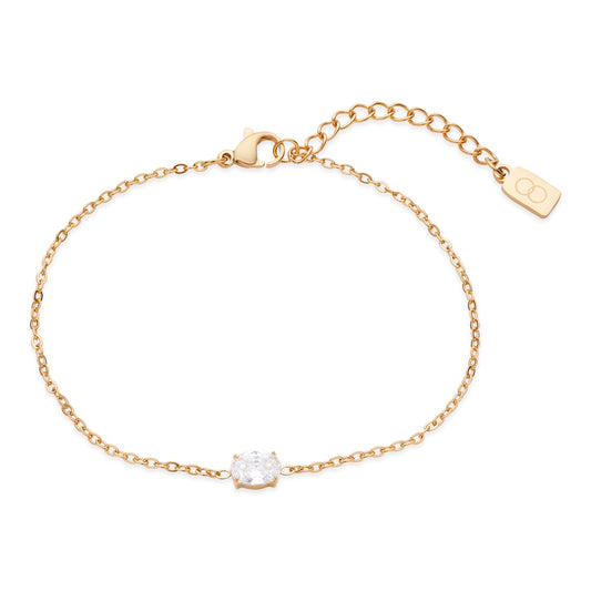 Over & Over Gold 14k Plated Oval CZ Bracelet