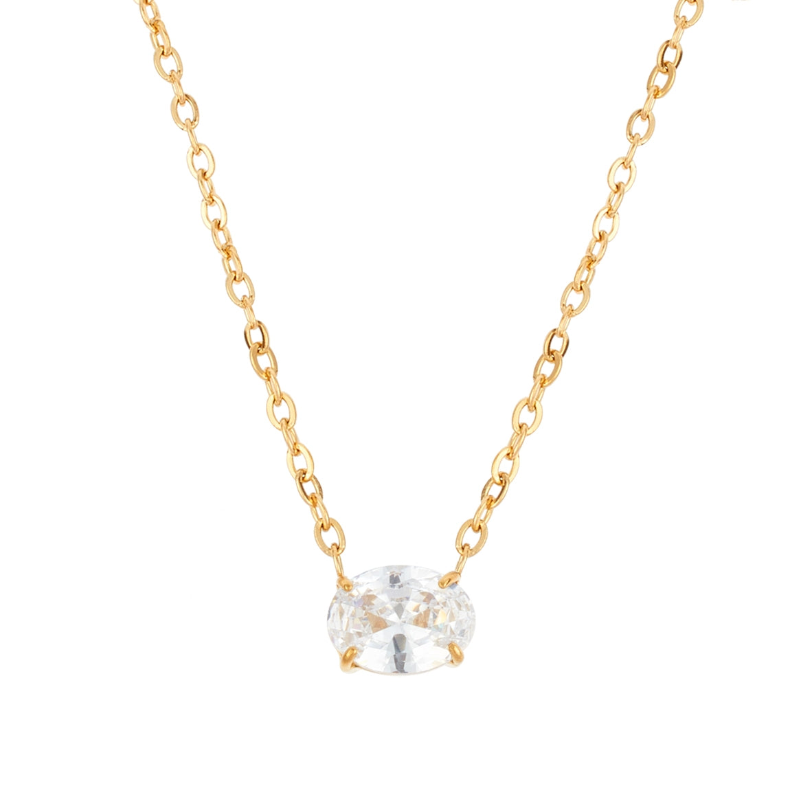 Over & Over Gold 14K Plated Oval CZ Necklace
