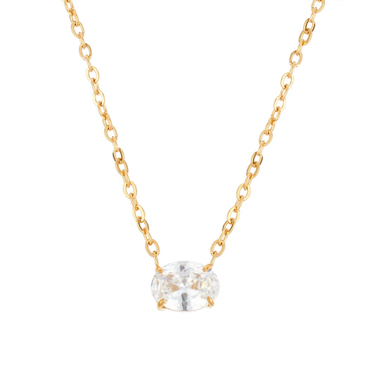Over & Over Gold 14K Plated Oval CZ Necklace