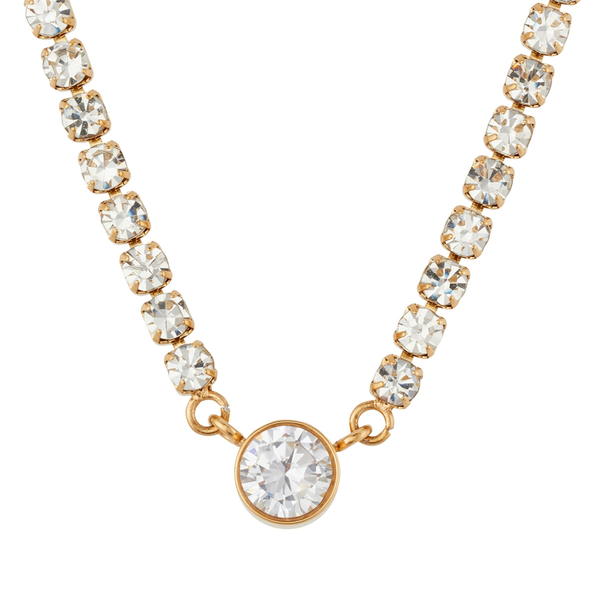 Over & Over Gold Stainless Steel CZ Tennis Necklace