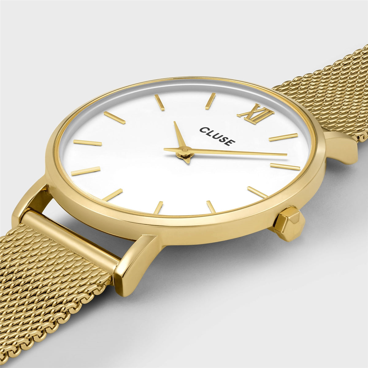 CLUSE Gold Minuit Mesh White Snake Chain Bracelet Giftbox