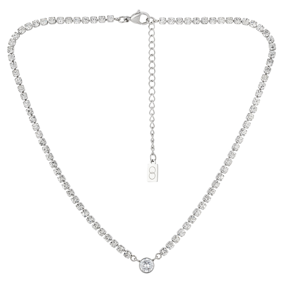 Over & Over Silver Stainless Steel CZ Tennis Necklace