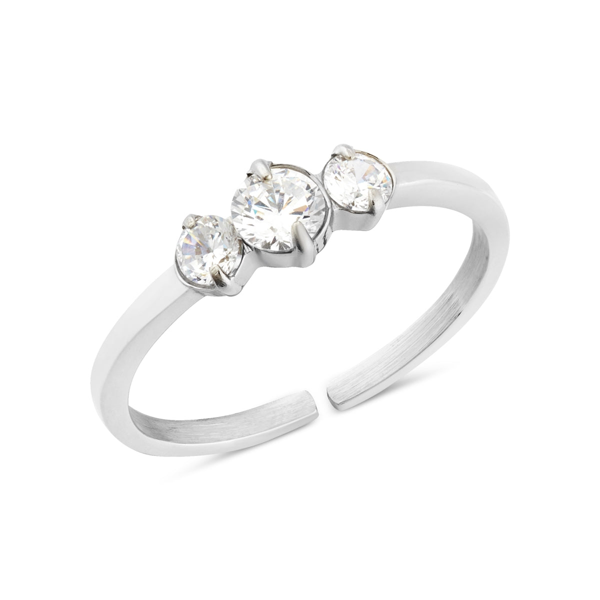 Over & Over Silver Triple CZ Ring