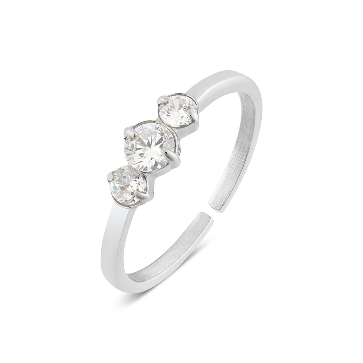 Over & Over Silver Triple CZ Ring