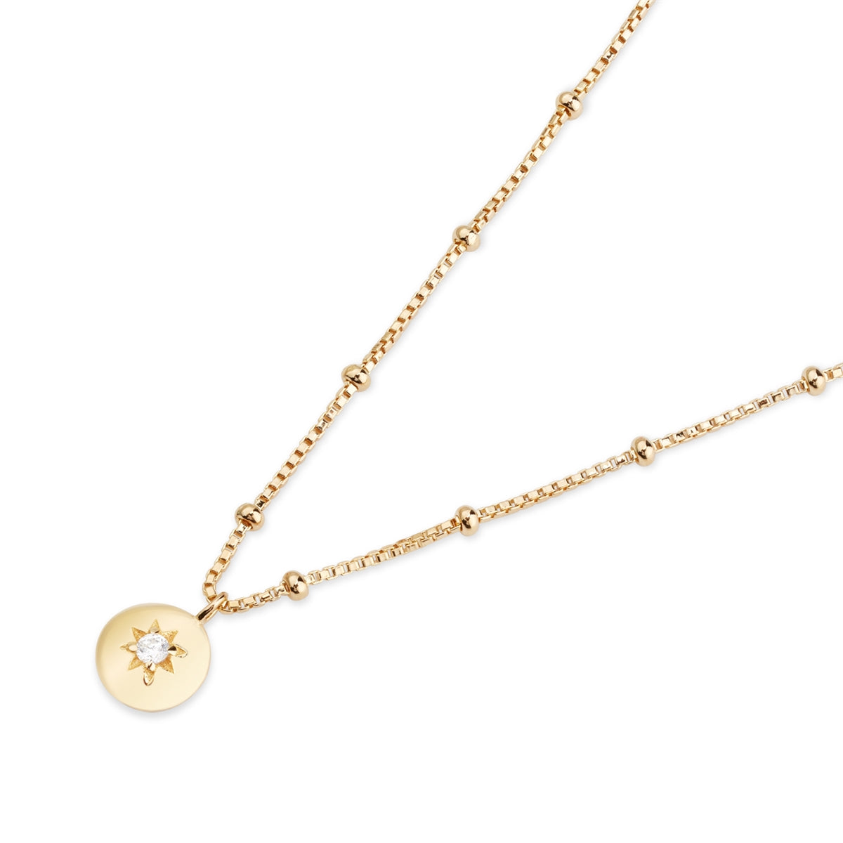 Argento Gold Ball Chain CZ Star Necklace