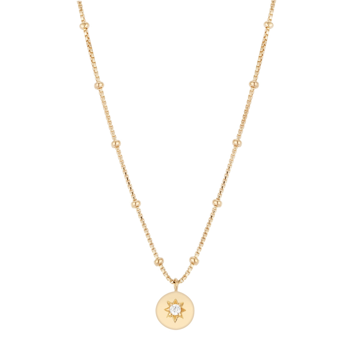 Argento Gold Ball Chain CZ Star Necklace