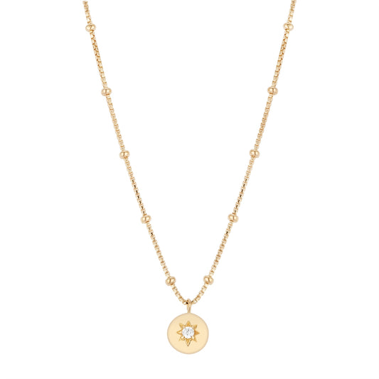 Argento Gold Ball Chain CZ Star Necklace