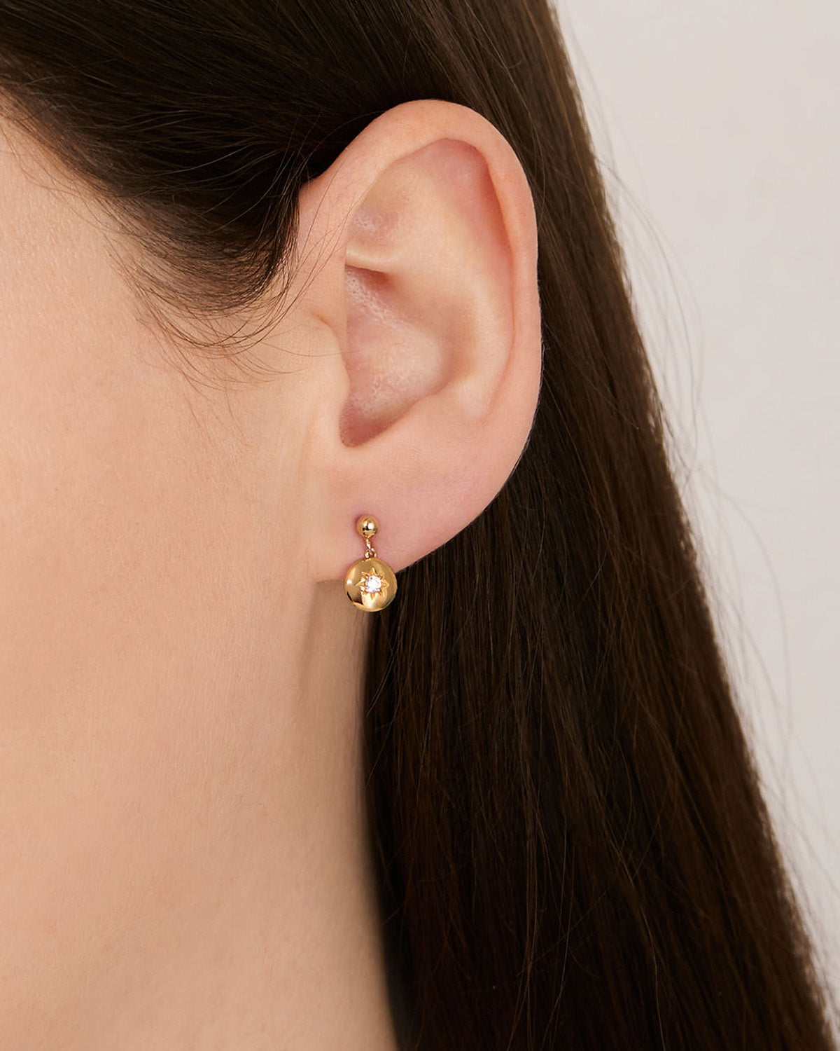 Argento Gold Ball CZ Star Drop Earrings