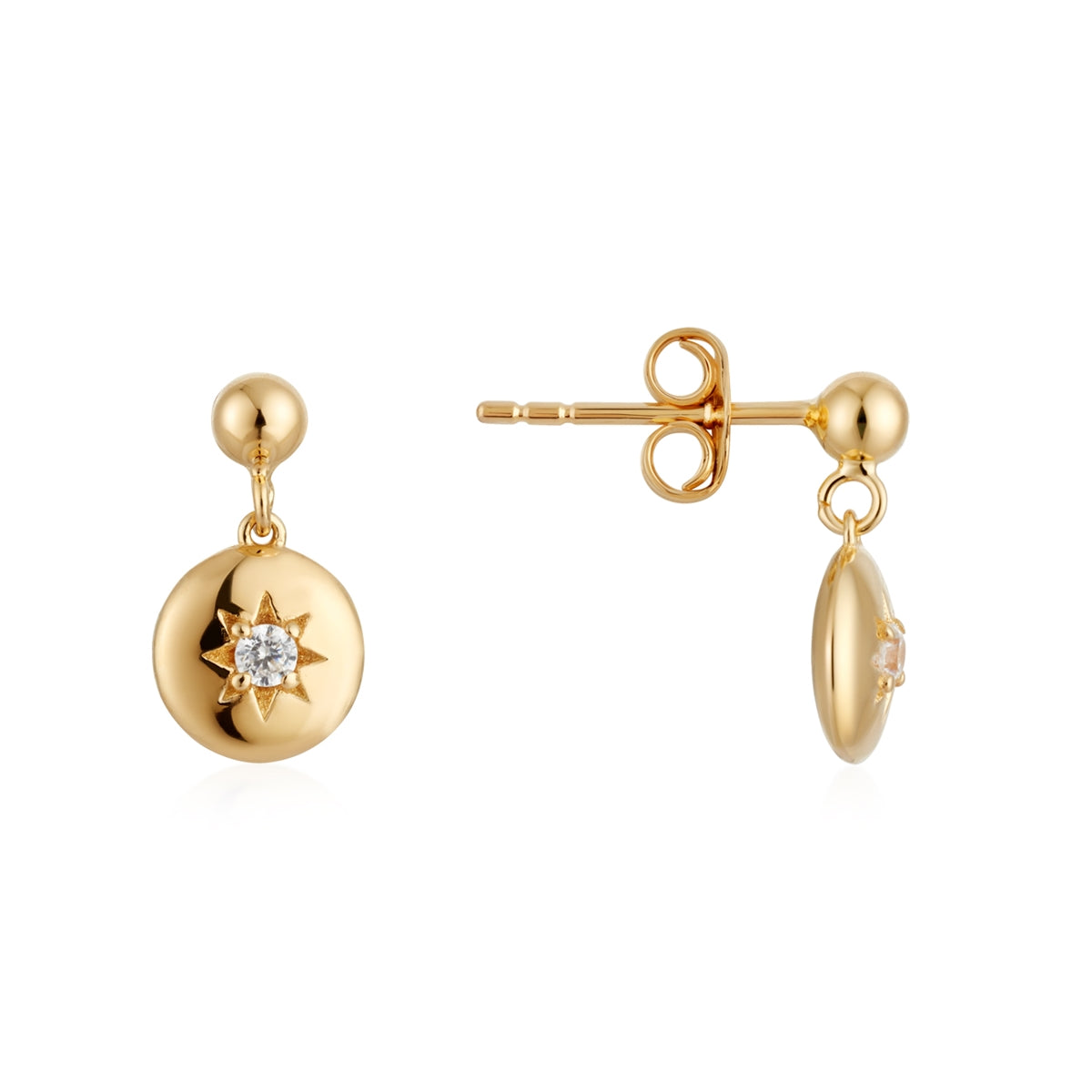 Argento Gold Ball CZ Star Drop Earrings