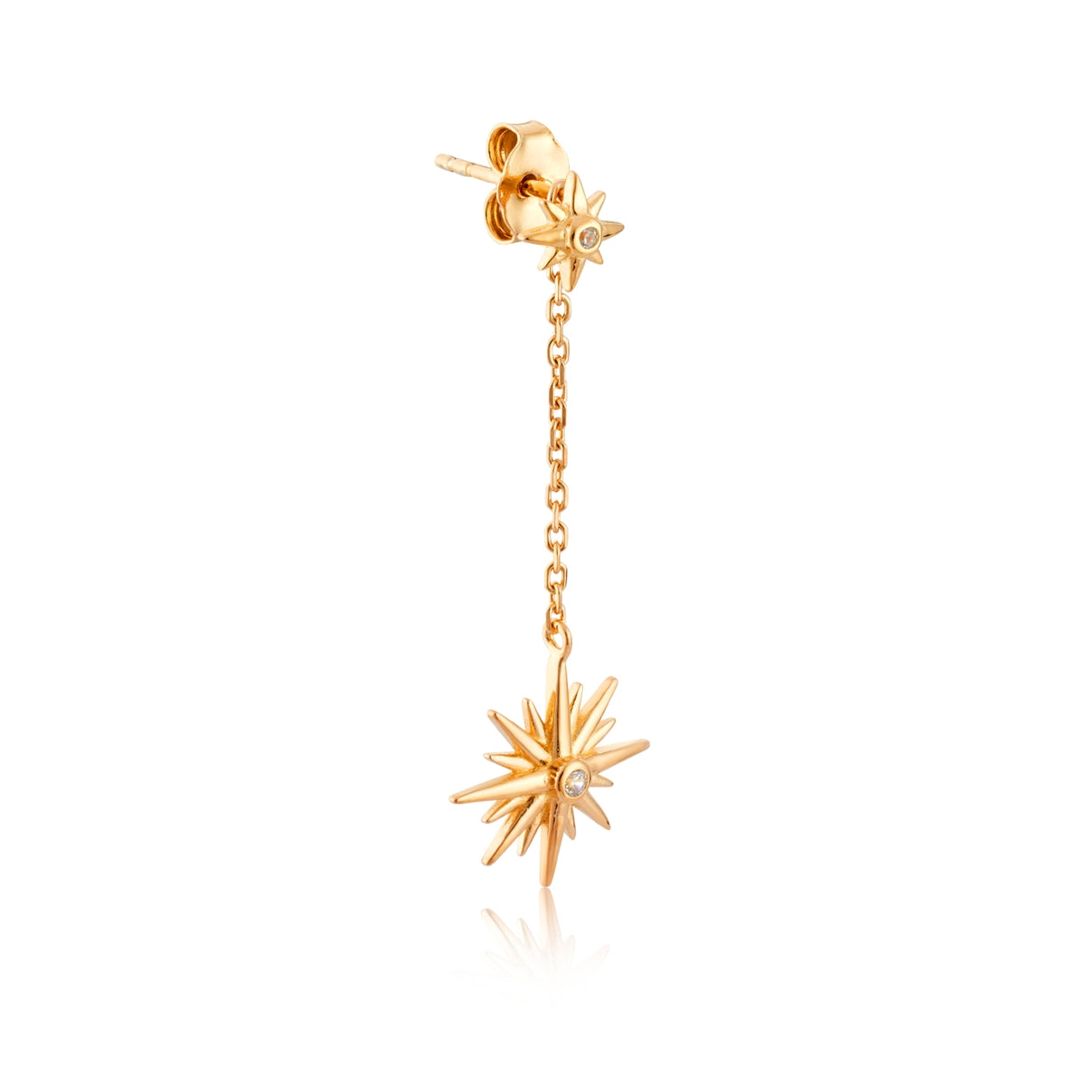 Argento Gold Starburst CZ Drop Chain Earrings
