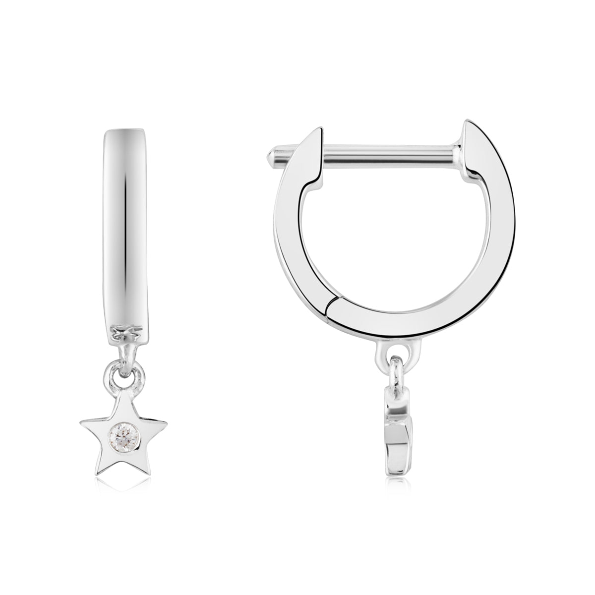 Argento Silver Mini Star Huggie Earrings