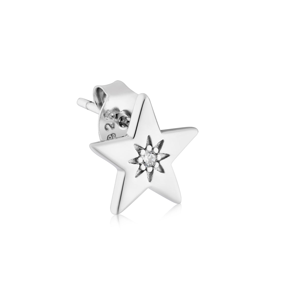 Argento Silver CZ Star Stud Earrings