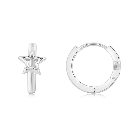 Argento Silver Mini Star Hoop Earrings