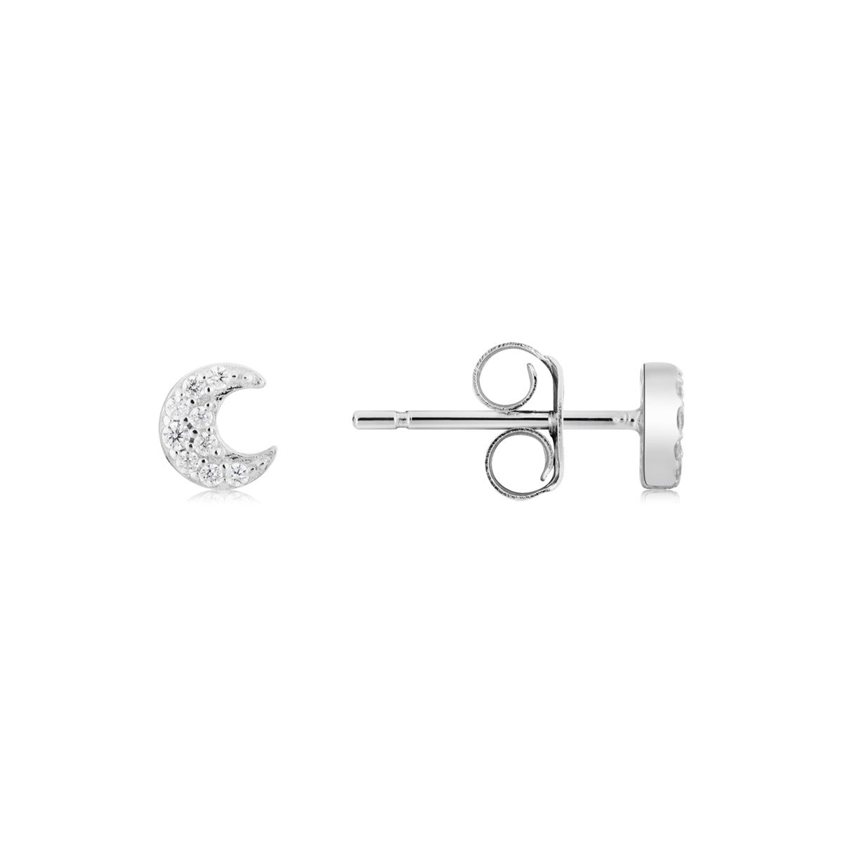 Argento Silver Pave Crescent Studs