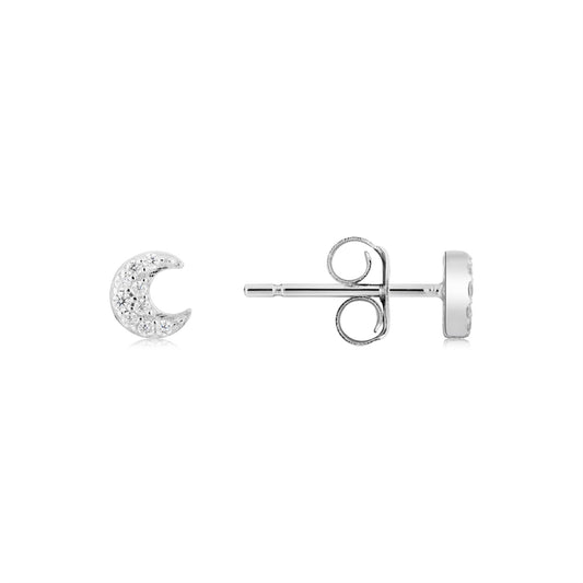 Argento Silver Pave Crescent Studs