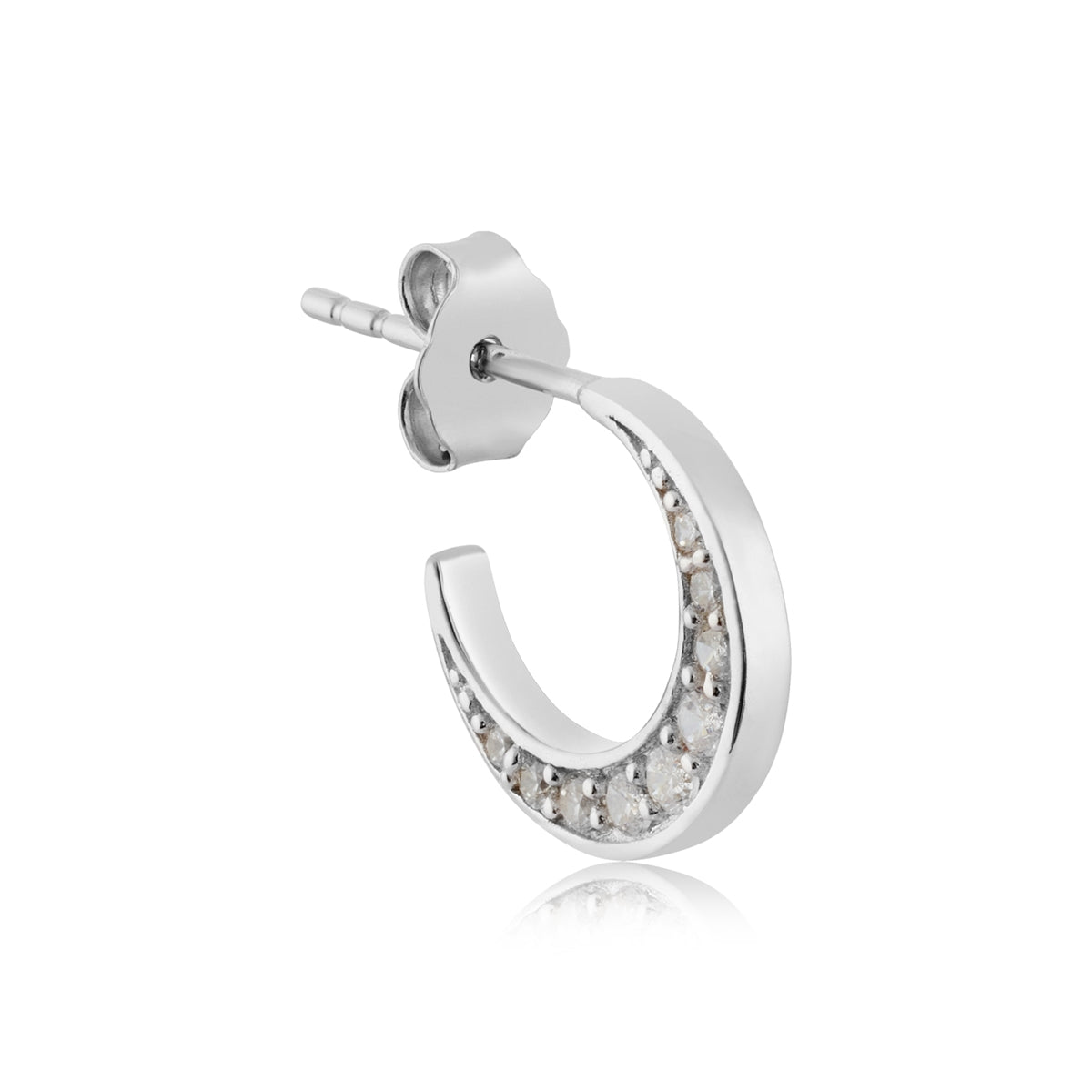 Argento Silver Pavé Moon Hoop Earrings