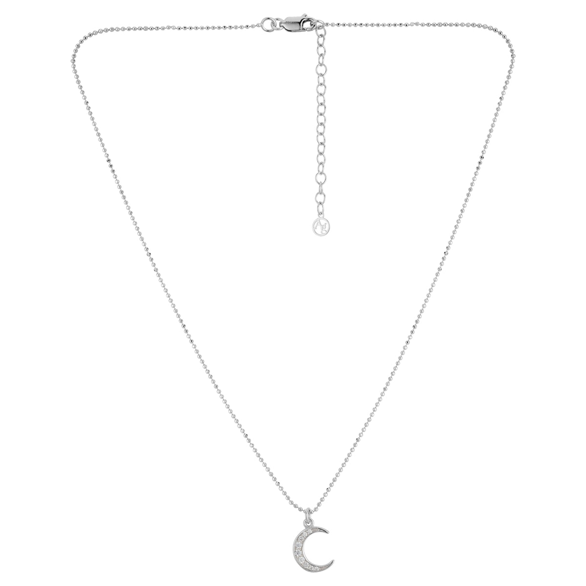 Argento Silver Pavé Moon Necklace