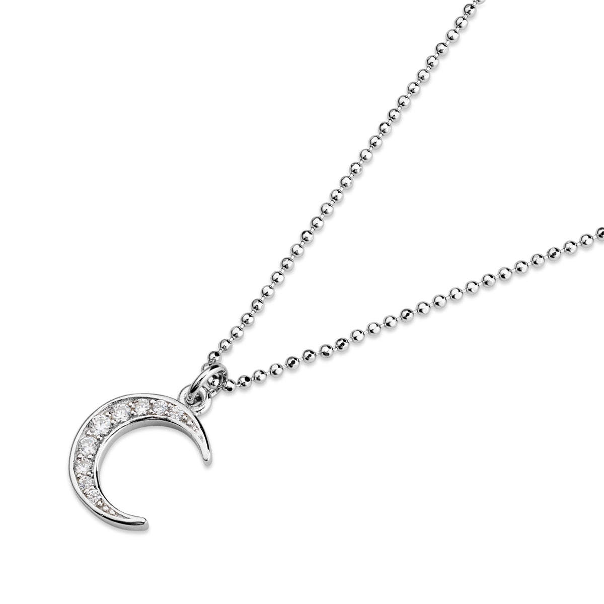 Argento Silver Pavé Moon Necklace