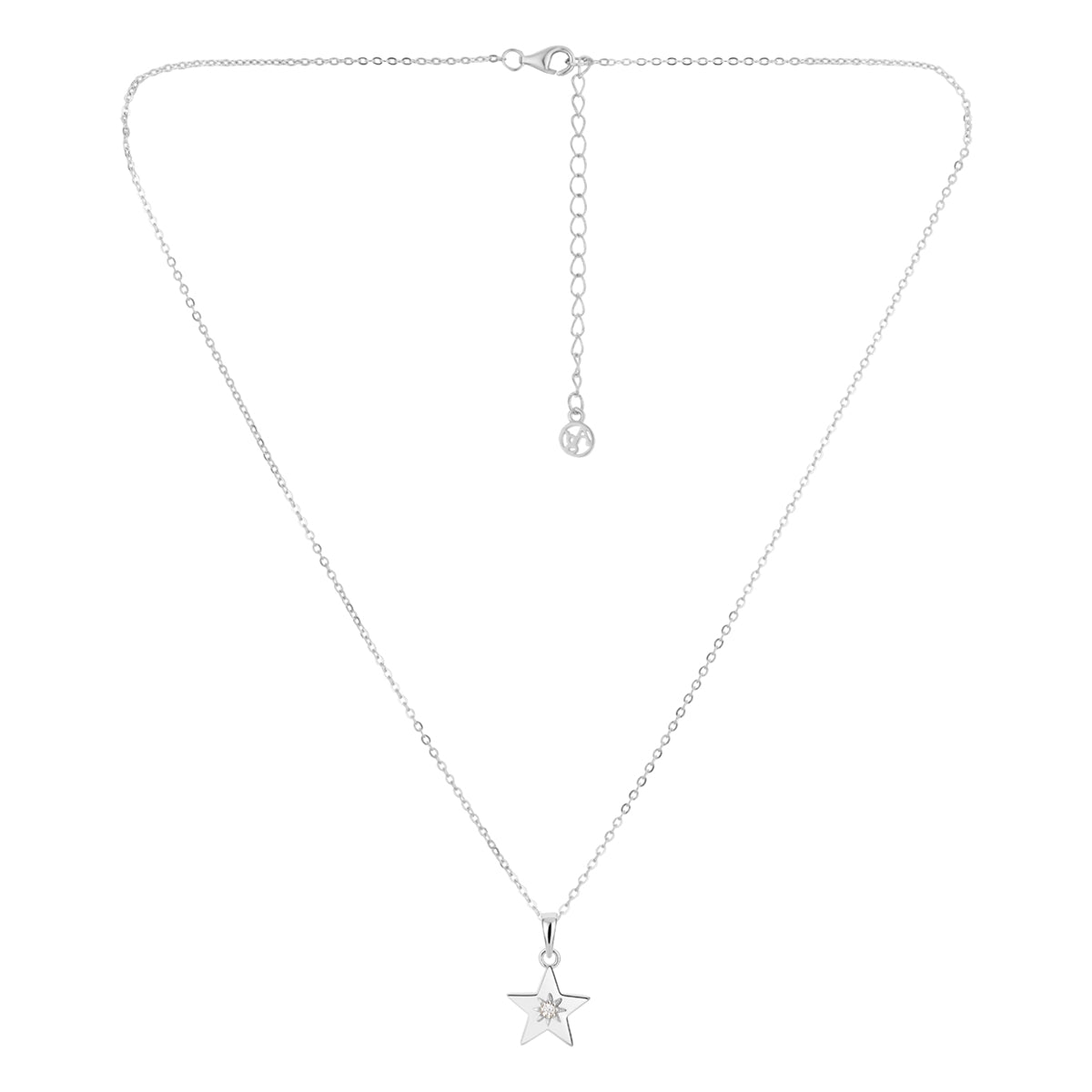 Argento Silver Print CZ Star Necklace