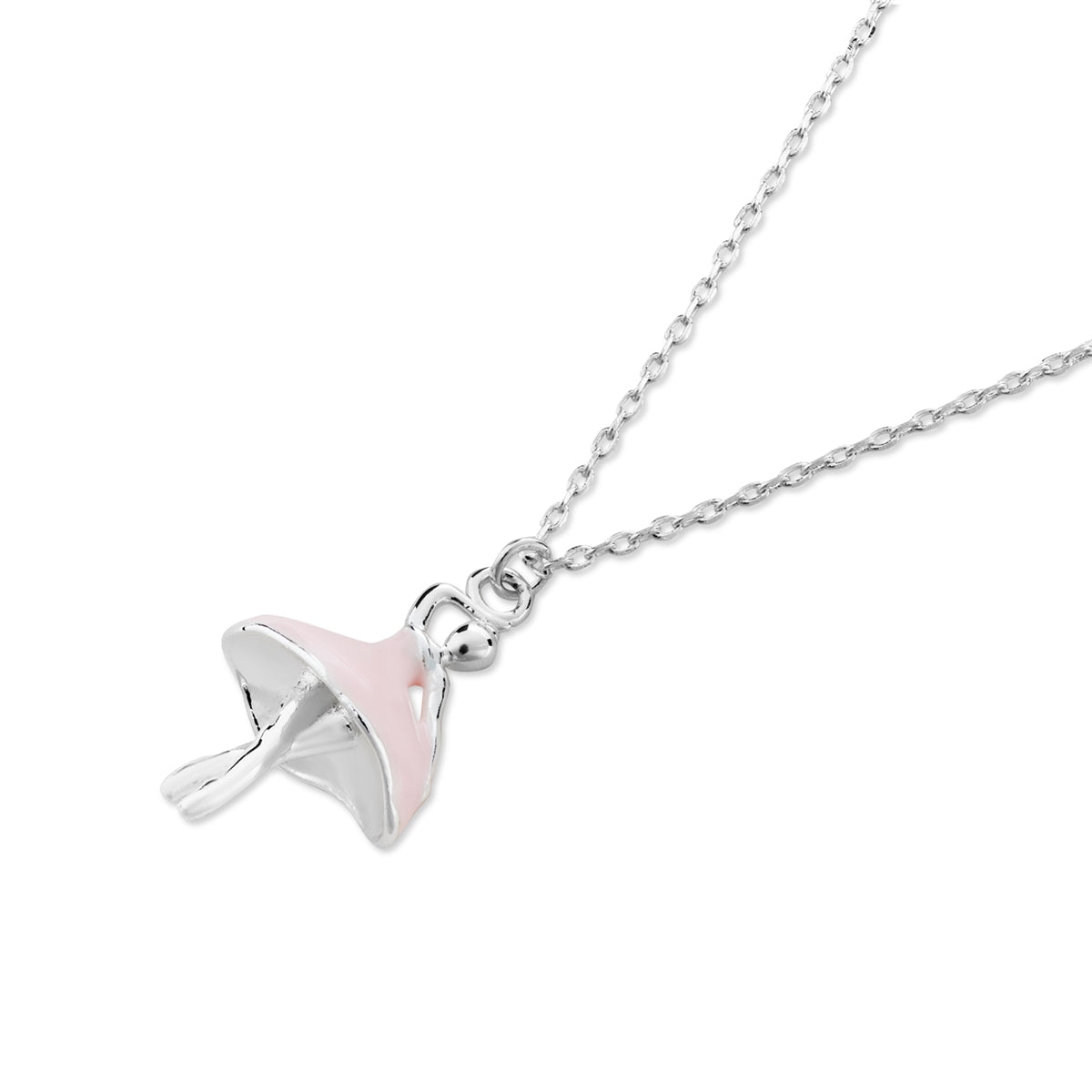 August Woods Silver Kids Pink Ballerina Necklace