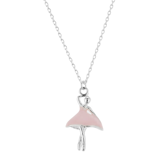 August Woods Silver Kids Pink Ballerina Necklace
