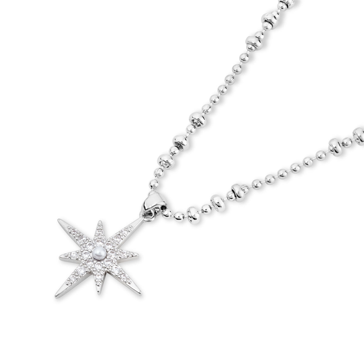 August Woods Silver Celestial Pavé Star Necklace